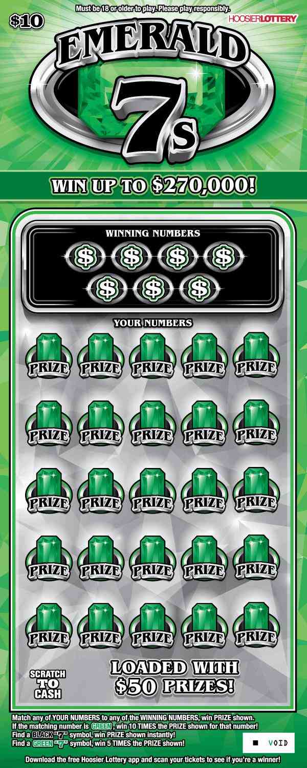 Emerald 7S scratchcard - game number #2614 - front