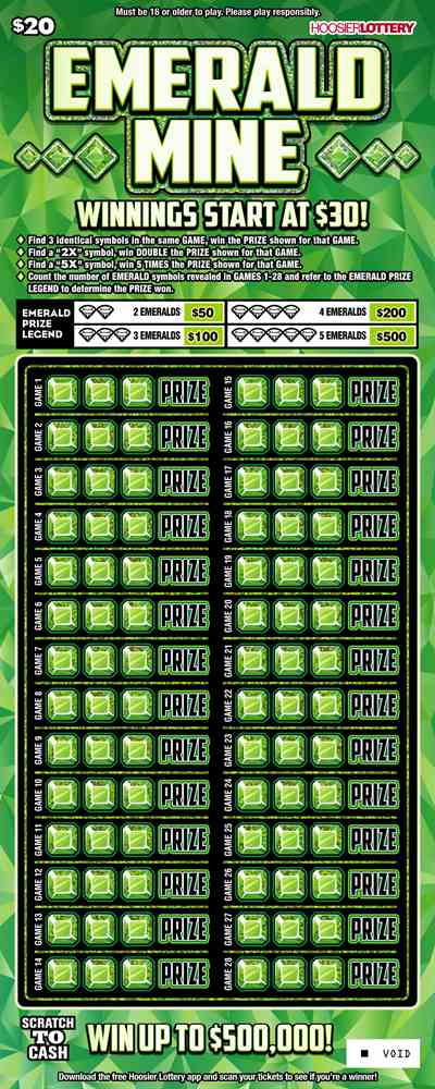Emerald Mine scratchcard - game number #2558 - front