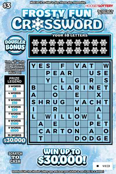 Frosty Fun Crossword scratchcard - game number #2638 - front