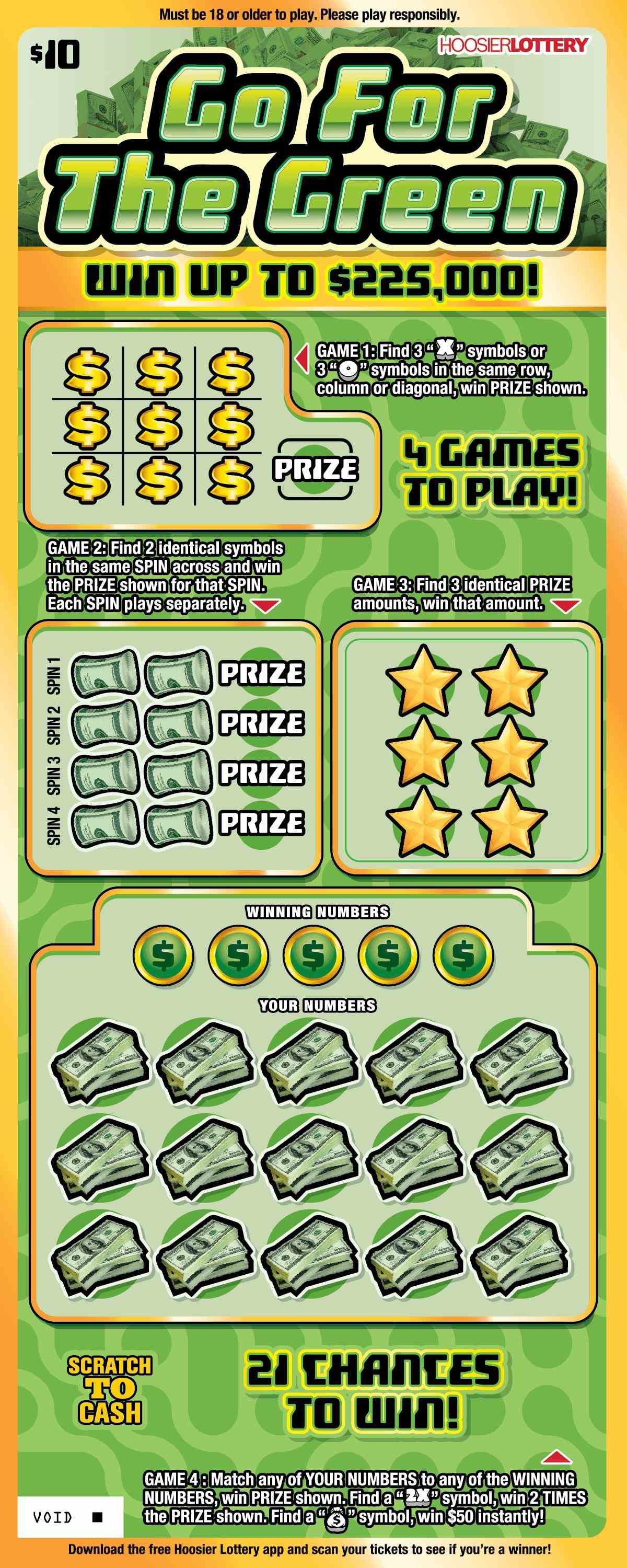 Go For The Green scratchcard - game number #2630 - front