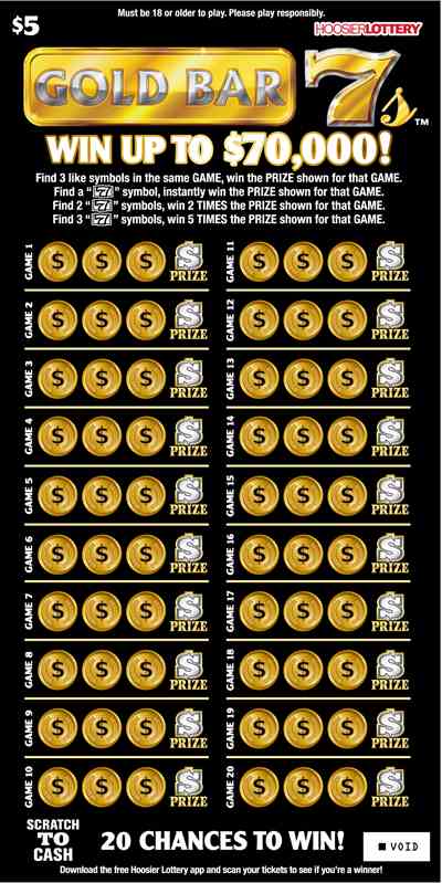 Gold Bar 7S scratchcard - game number #2537 - front