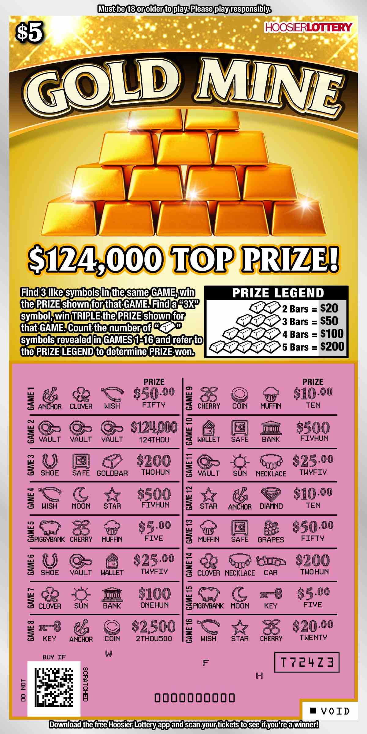 Gold Mine scratchcard - game number #2457 - front-scratched