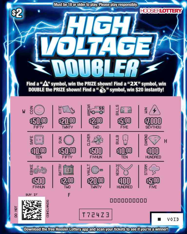 High Voltage Doubler scratchcard - game number #2592 - front-scratched