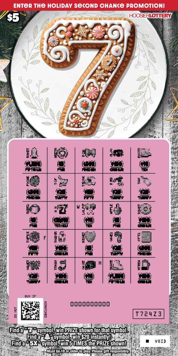 Holiday 7S scratchcard - game number #2602 - front-scratched