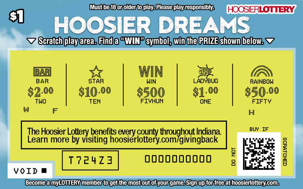 Hoosier Dreams scratchcard - game number #2540 - front-scratched