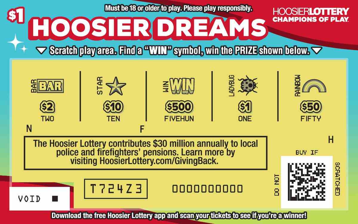 Hoosier Dreams scratchcard - game number #2570 - front-scratched