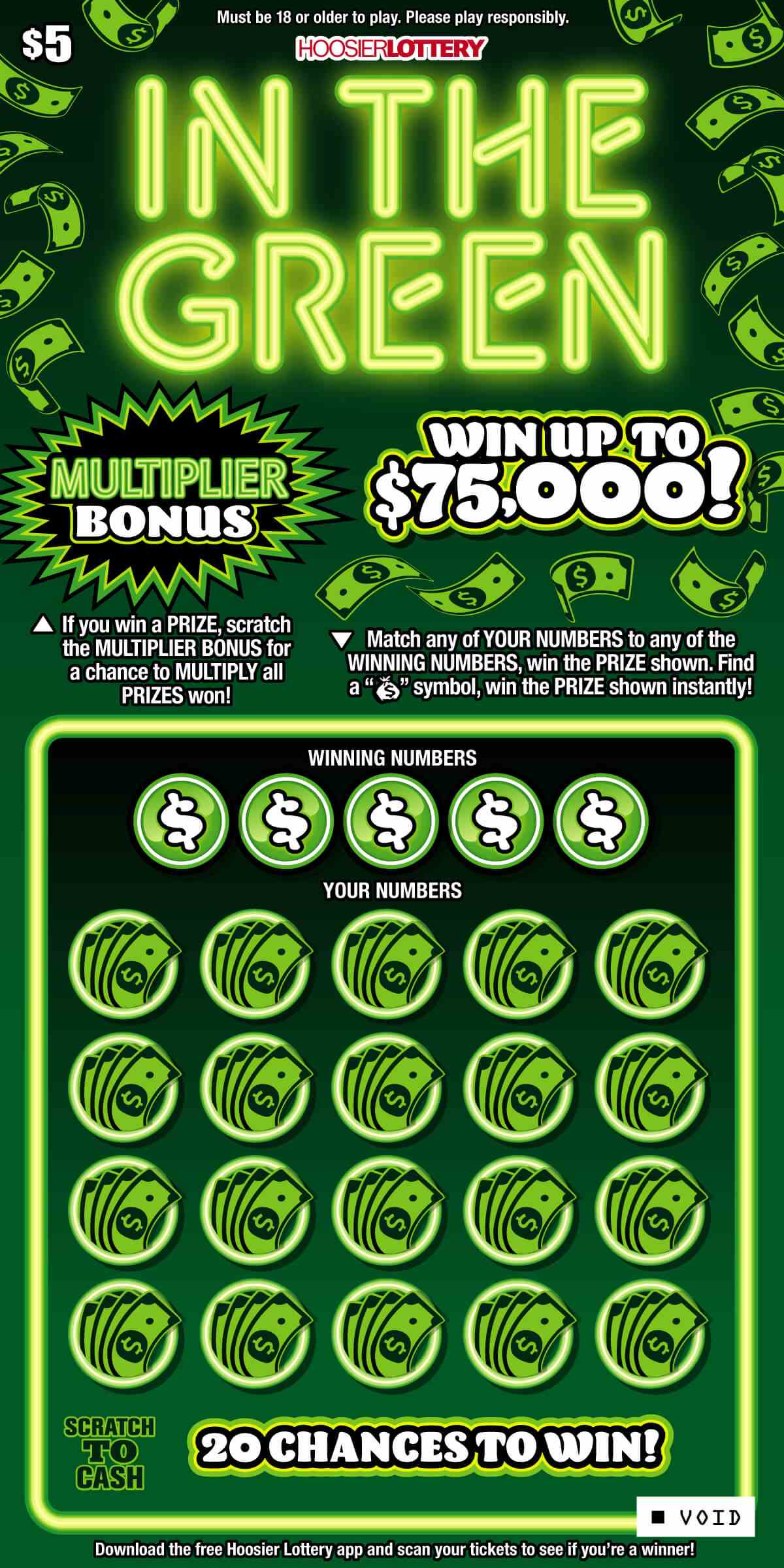 In The Green scratchcard - game number #2486 - front