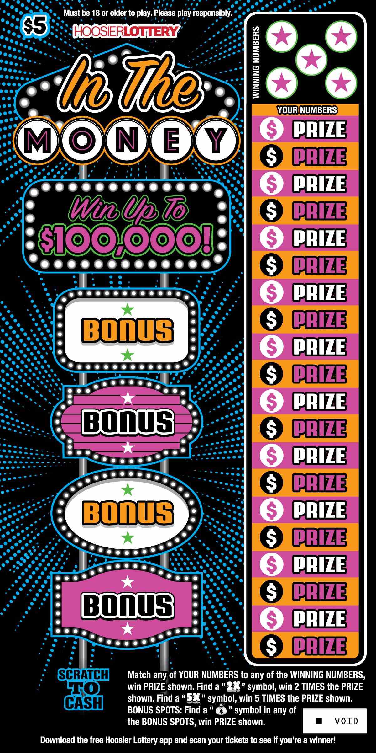 In The Money scratchcard - game number #2606 - front
