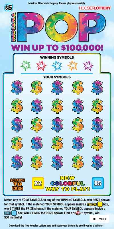Indiana Pop scratchcard - game number #2616 - front
