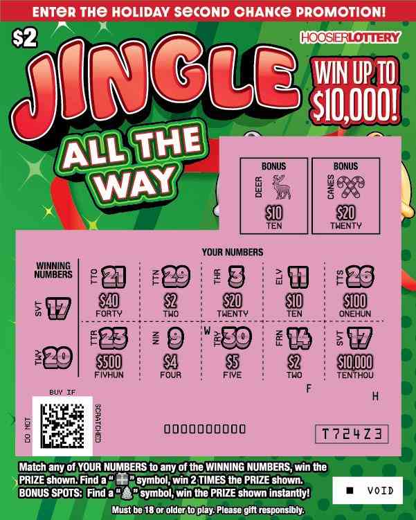 Jingle All The Way scratchcard - game number #2601 - front-scratched