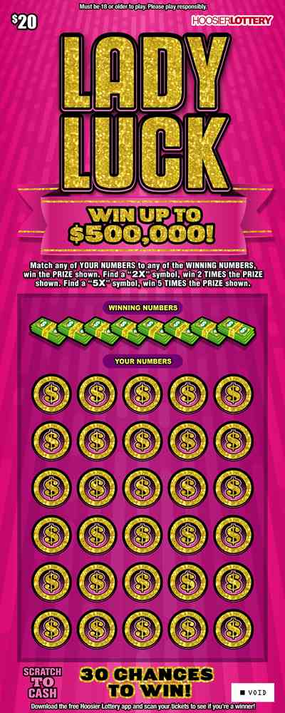 Lady Luck scratchcard - game number #2535 - front