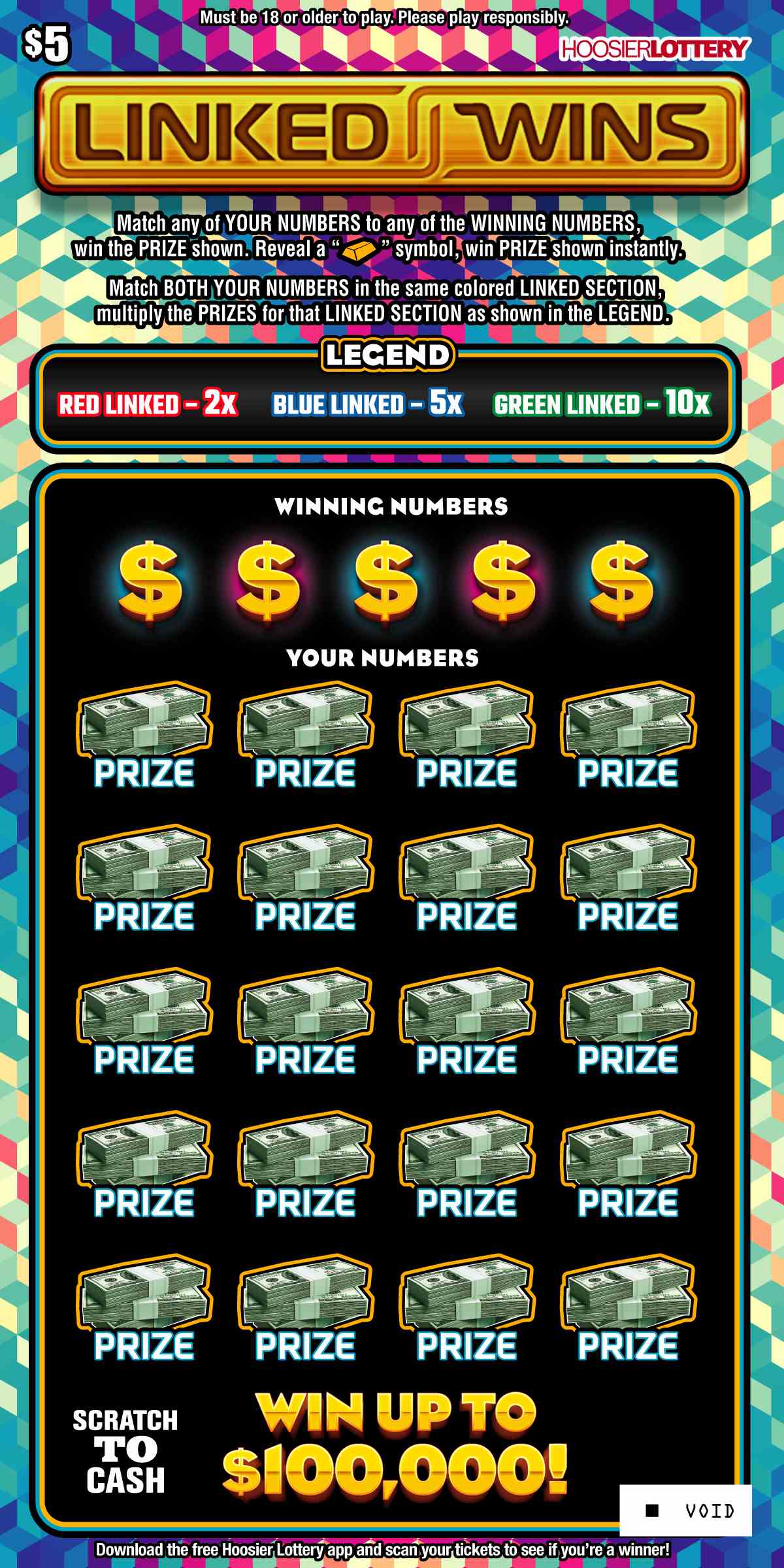 Linked Wins scratchcard - game number #2541 - front