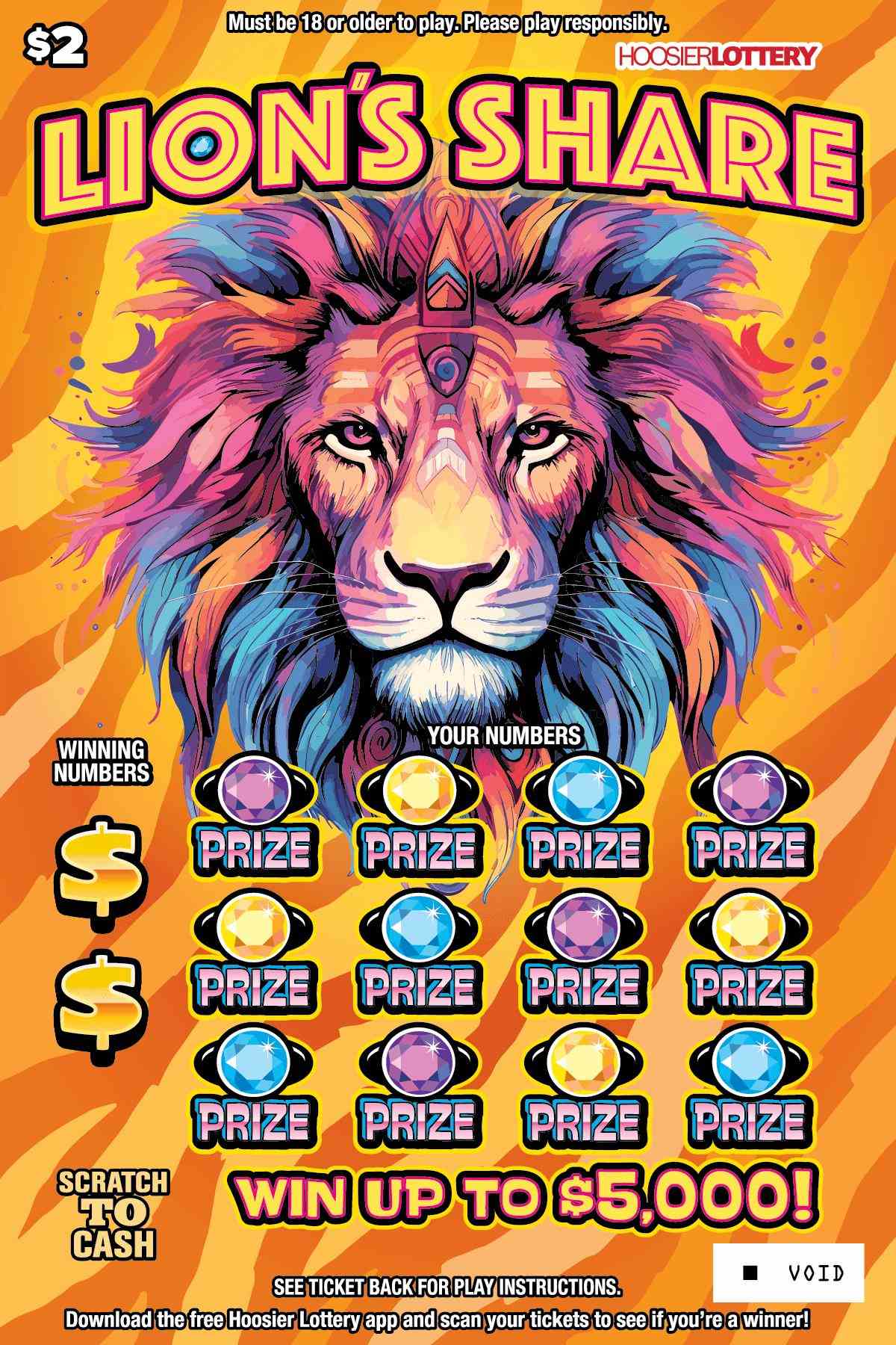Lion,S Share scratchcard - game number #2621 - front