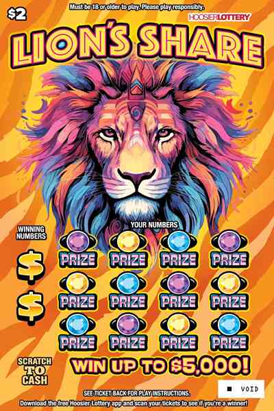 Lion,S Share scratchcard - game number #2621 - front