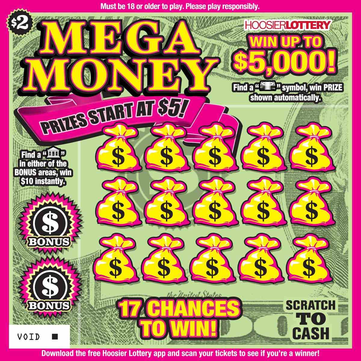 Mega Money scratchcard - game number #2626 - front