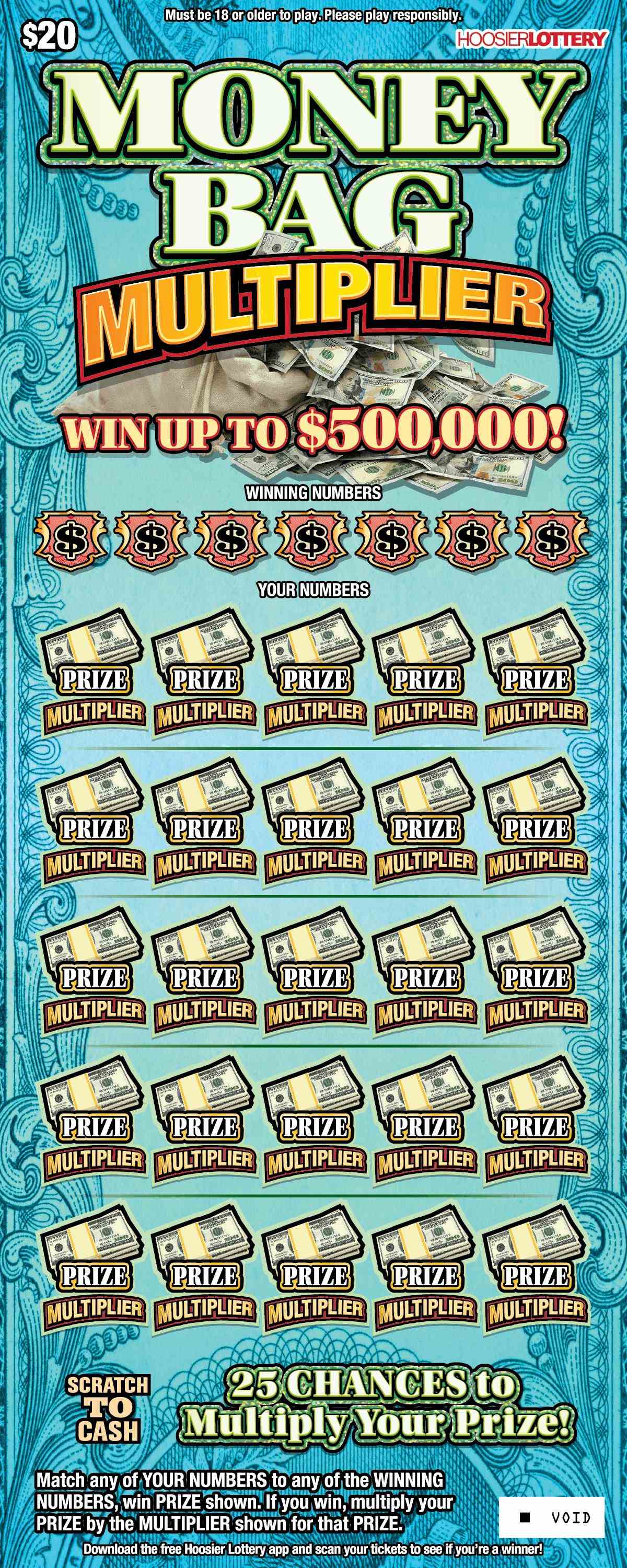 Money Bag Multiplier scratchcard - game number #2631 - front