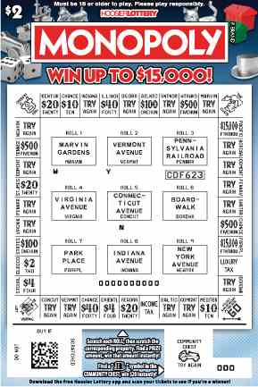 Monopoly scratchcard - game number #2565 - front-scratched