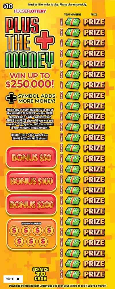 Plus The Money scratchcard - game number #2625 - front