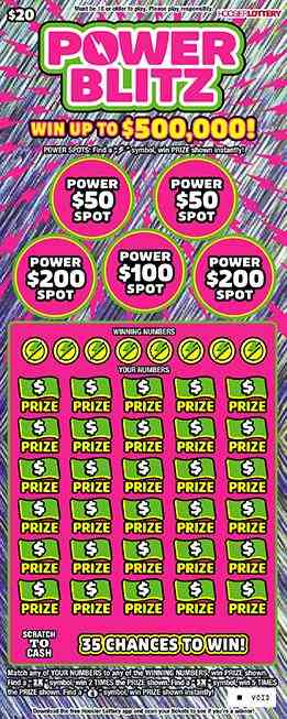 Power Blitz scratchcard - game number #2599 - front