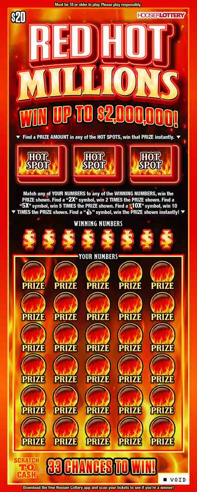 Red Hot Millions scratchcard - game number #2478 - front