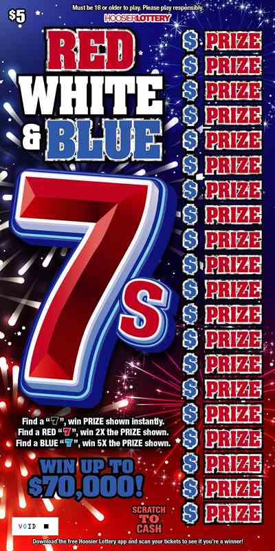 Red White & Blue 7S scratchcard - game number #2584 - front