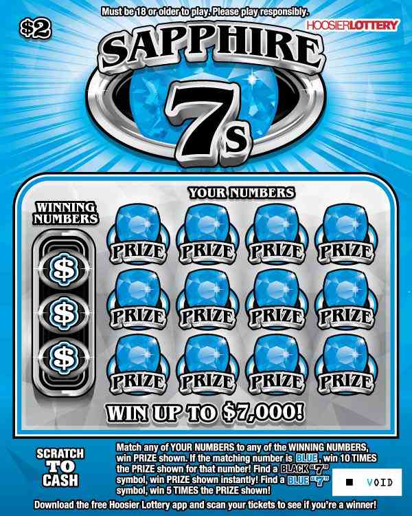 Sapphire 7S scratchcard - game number #2612 - front