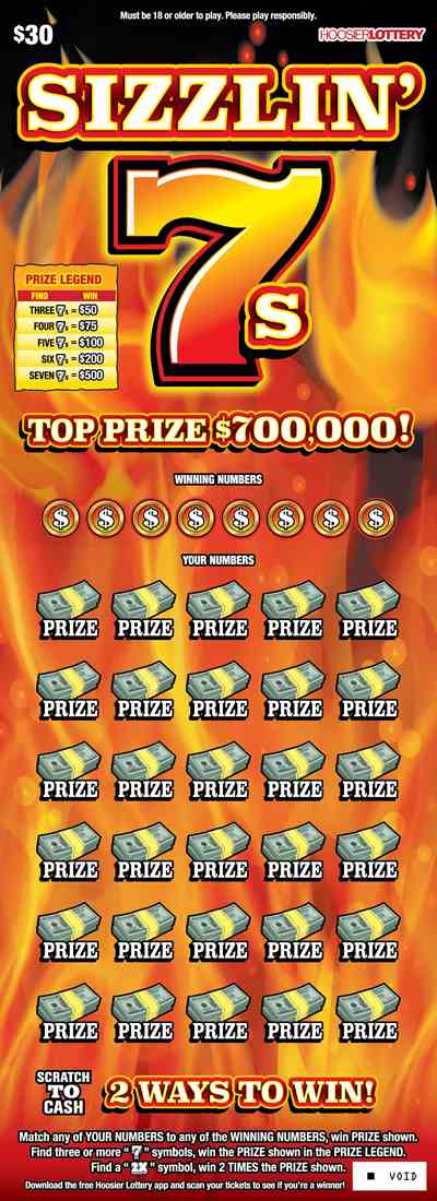 Sizzlin 7S scratchcard - game number #2610 - front