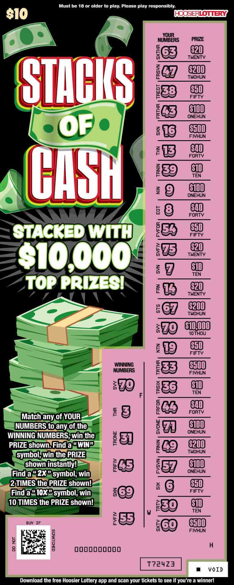 Stacks Of Cash scratchcard - game number #2596 - front-scratched