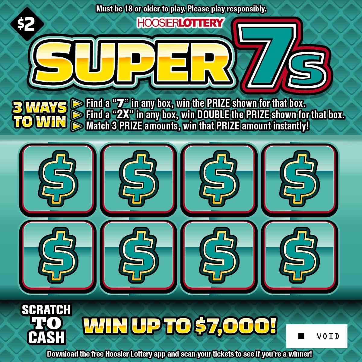 Super 7S scratchcard - game number #2553 - front