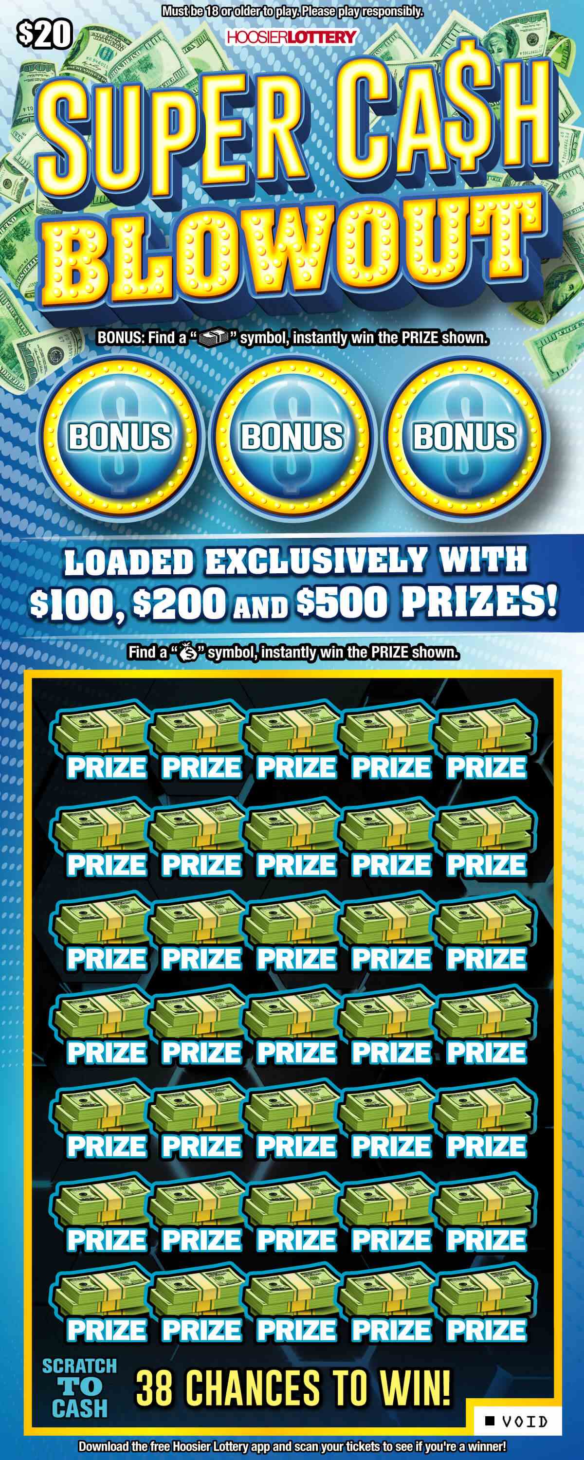 Super Cash Blowout scratchcard - game number #2362 - front