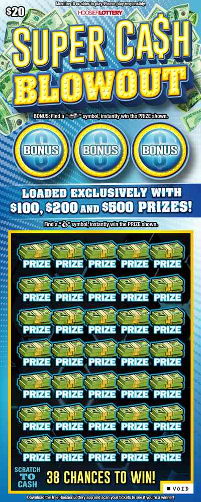 Super Cash Blowout scratchcard - game number #2362 - front