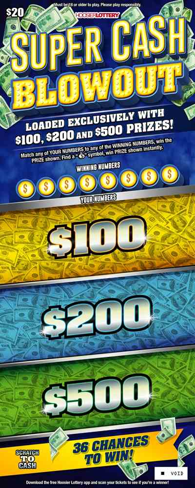 Super Cash Blowout scratchcard - game number #2585 - front