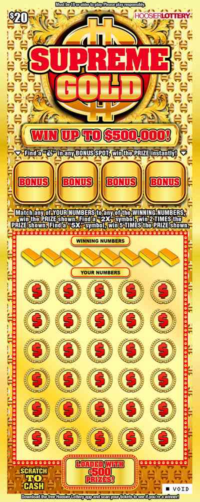 Supreme Gold scratchcard - game number #2492 - front