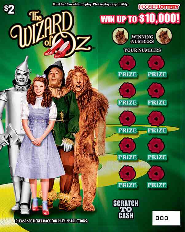The Wizard Of Oz scratchcard - game number #2609 - front