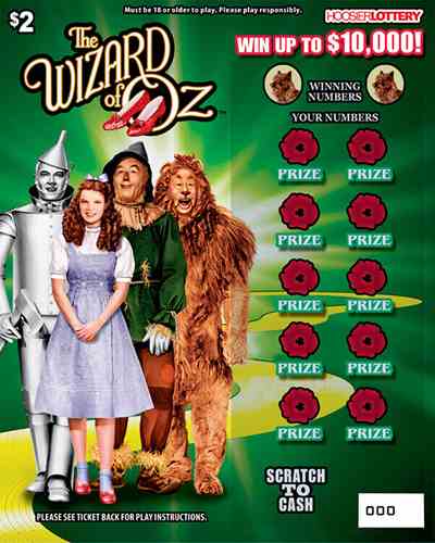 The Wizard Of Oz scratchcard - game number #2609 - front