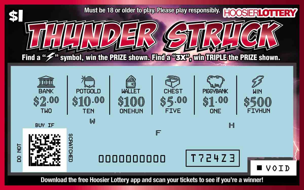 Thunder Struck scratchcard - game number #2511 - front-scratched