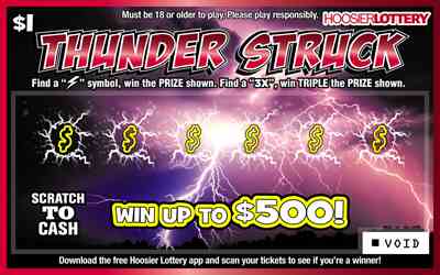 Thunder Struck scratchcard - game number #2511 - front