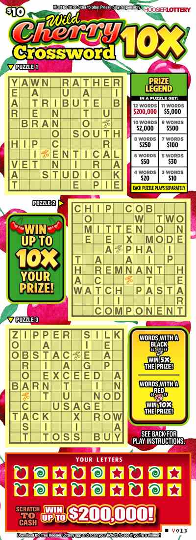 Wild Cherry Crossword 10X scratchcard - game number #2459 - front