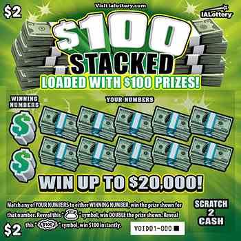 $100 Stacked scratchcard - game number #788 - front