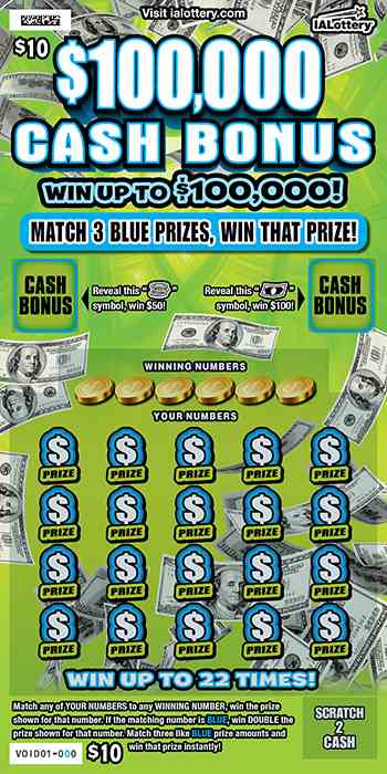$100,000 Cash Bonus scratchcard - game number #797 - front