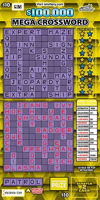 $100,000 Mega Crossword scratchcard - game number #649 - front