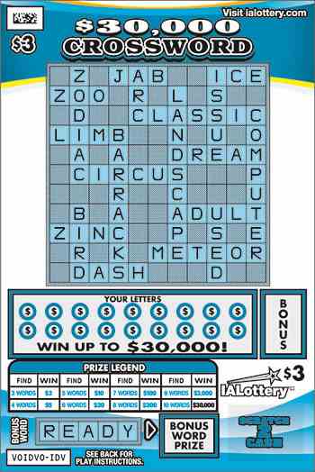 $30,000 Crossword scratchcard - game number #615 - front