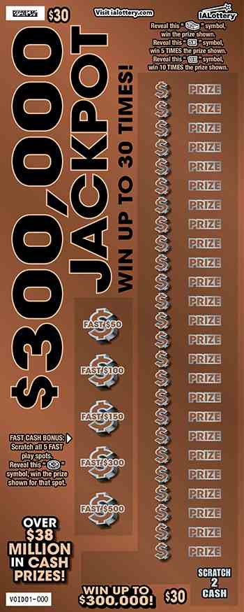 $300,000 Jackpot scratchcard - game number #798 - front