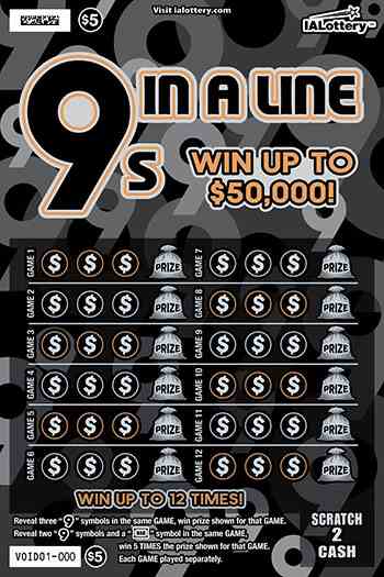 9s In A Line scratchcard - game number #718 - front