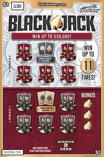 Blackjack scratchcard - game number #734 - front