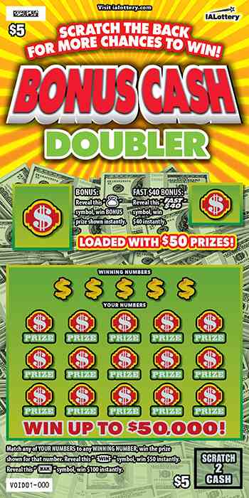 Bonus Cash Doubler scratchcard - game number #789 - front