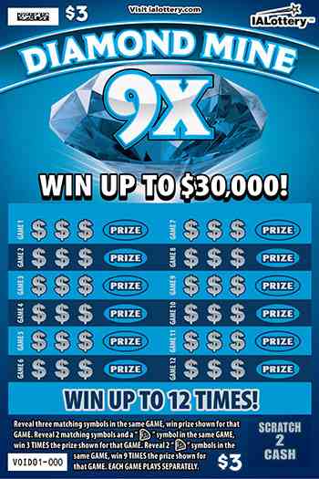 Diamond Mine 9X scratchcard - game number #647 - front