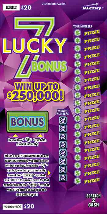 Ending Soon!Lucky 7 Bonus scratchcard - game number #651 - front