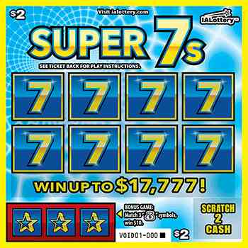 Ending Soon!Super 7S scratchcard - game number #733 - front