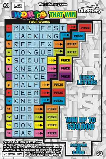 Ending Soon!Words That Win scratchcard - game number #717 - front
